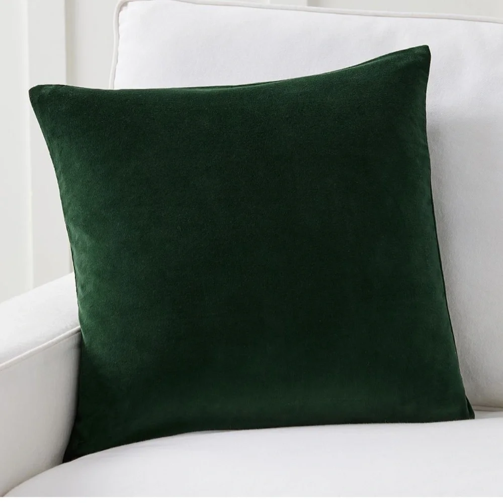 Pottery Barn Everywhere Pillow Hunter Green Velvet. - Picture 1 of 9